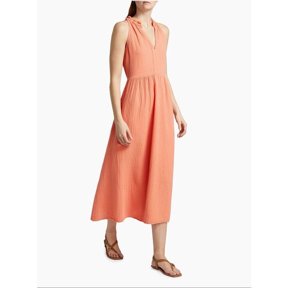 Xirena Liza Cotton Gauze Midi Dress in cantaloupe Medium $275 - Picture 3 of 12